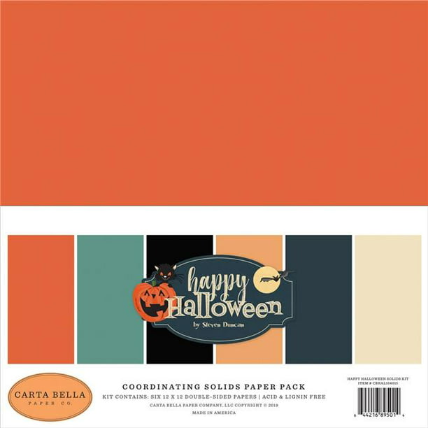 Echo Park Double-Sided Solid Cardstock 12X12 6//Pkg-Halloween Party 6 Colors